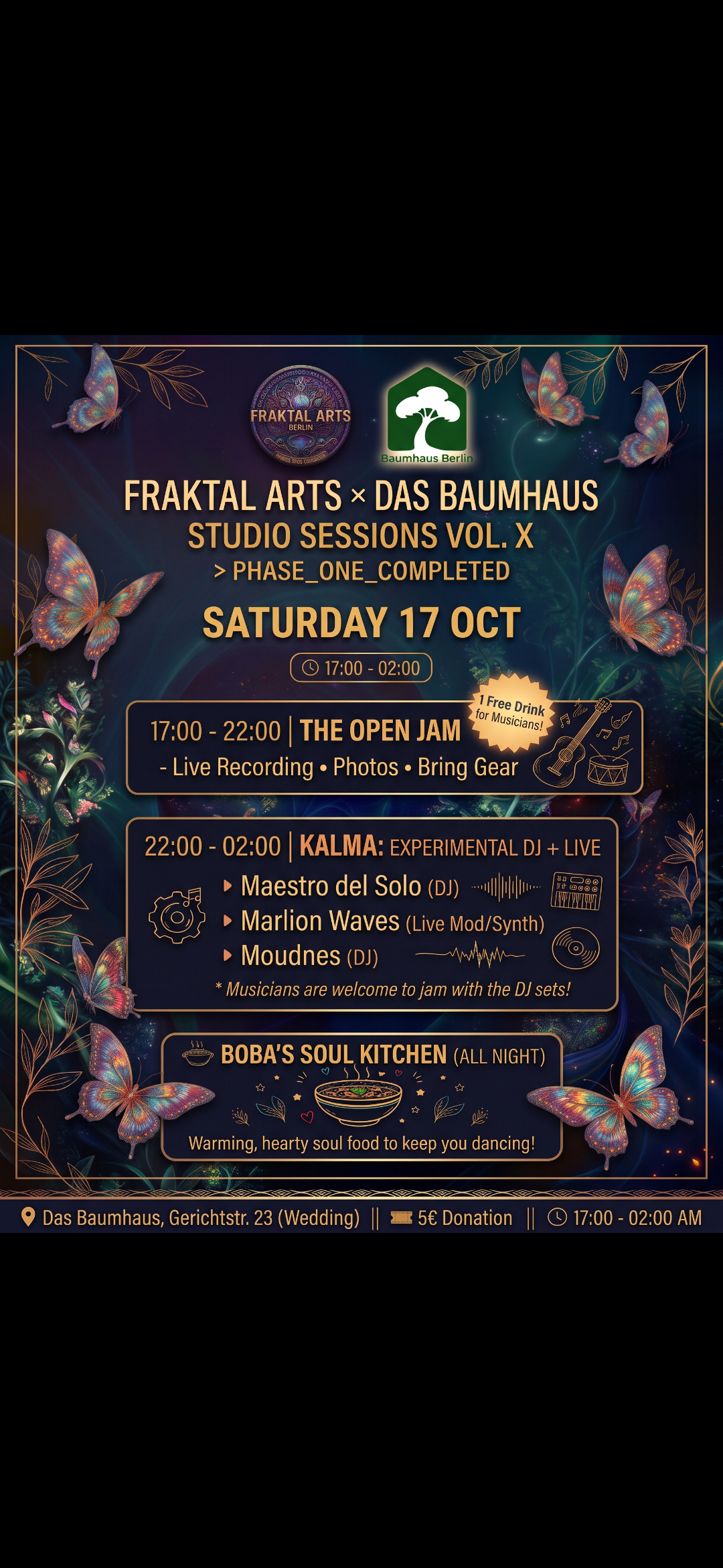 Poster for Fraktal Arts Studio Sessions & DJ+Live party 